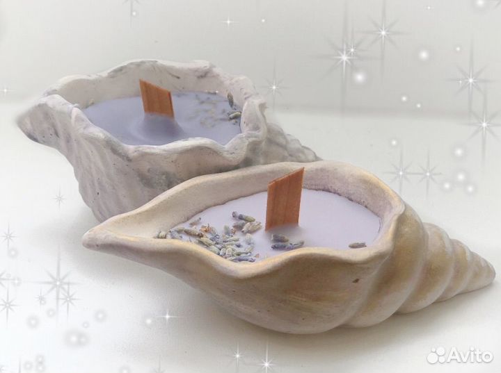 Свеча в ракушке. Деревянный фитиль