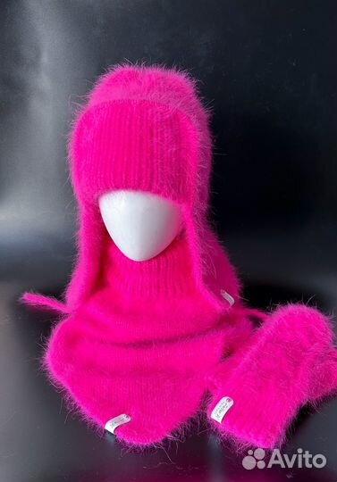 Шапка ушанка манишка варежки