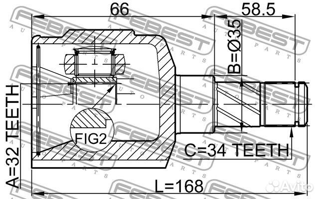 Шрус внутренний левый 32x35x34
