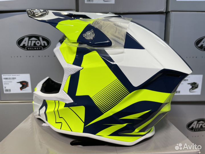 Кроссовый шлем Airoh wraap raze blue gloss