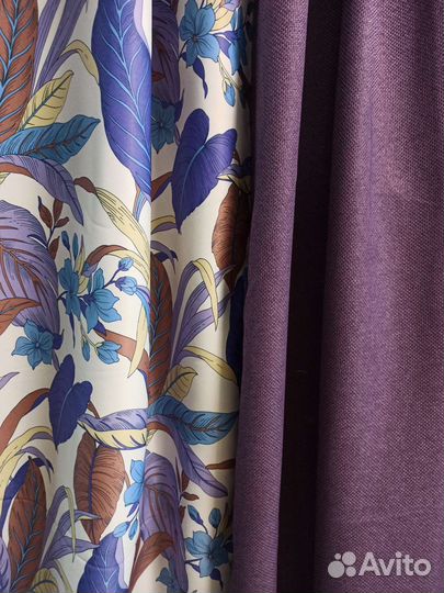 Новые готовые двухцветные шторы из рогожки 3, 4 м