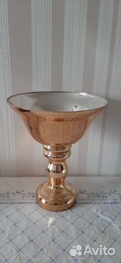 Ваза /фруктов h 30см напыление серебро, дм 25 см