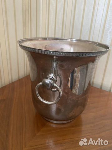 Ведро винтажное для шампанского посеребренное