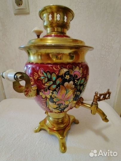 Самовар электрический расписной с подносом