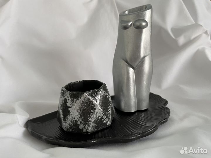 Ваза, органайзер, кашпо, гипсовое изделие