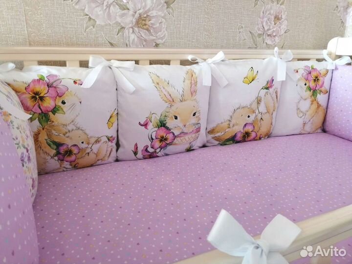 Бортики в кроватку для девочки