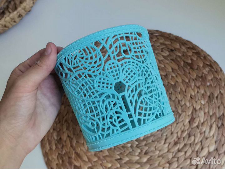 Корзинка для хранения пластиковая ажурная голубая