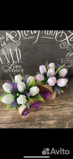 Мыло ручной работы. Букеты тюльпанов