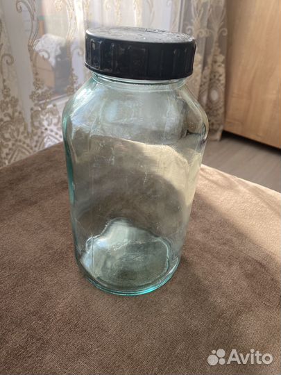 Банка с крышкой цветное стекло СССР