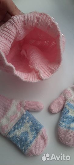 Шапка и варежки на девочку осень весна