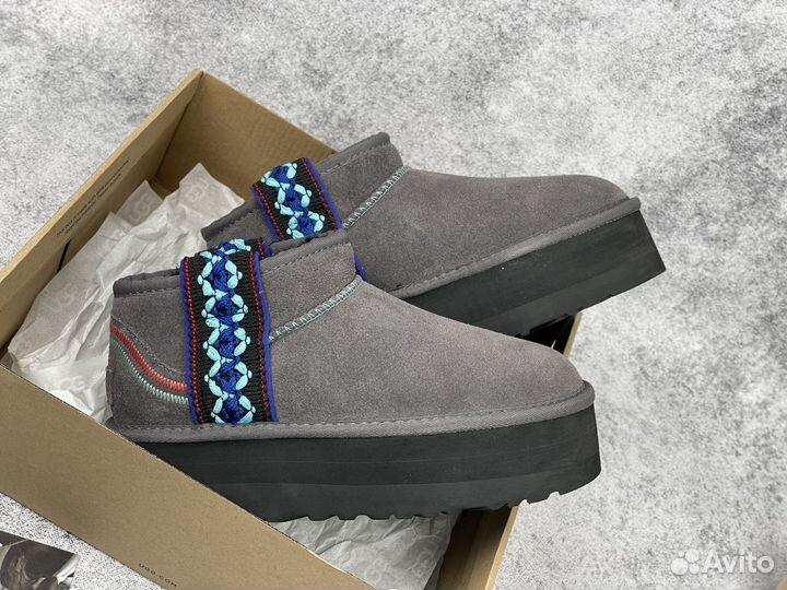 Угги Ugg Classic Ultra Mini Braid Plarform Grey