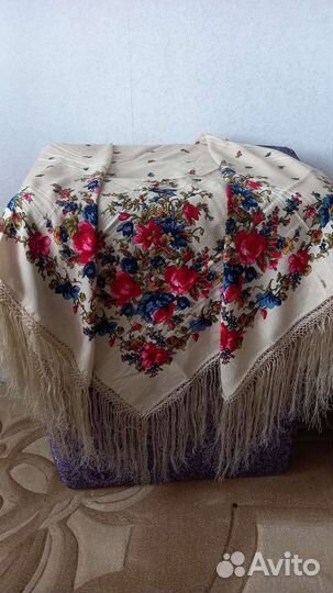 Платок шаль шерсть, платок винтаж