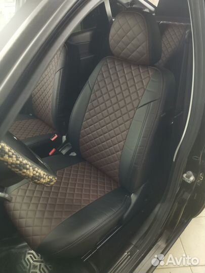 Авточехлы из экокожи ромб на LADA granta