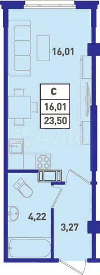 Квартира-студия, 23,5 м², 18/18 эт.