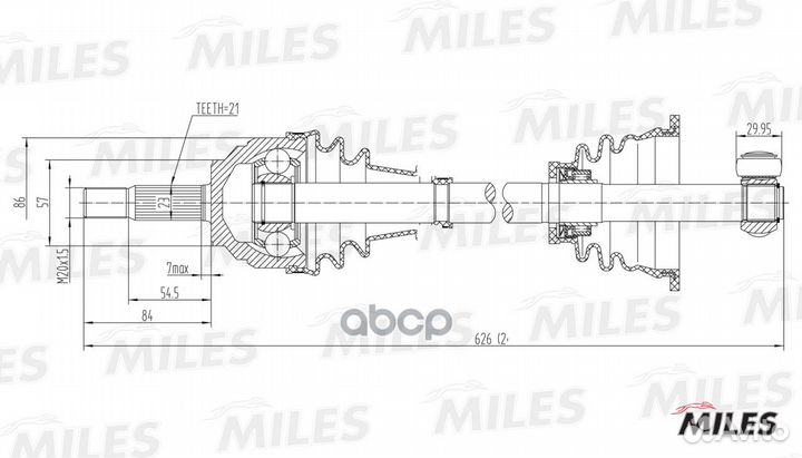 Привод в сборе левый renault clio II/kangoo I 1