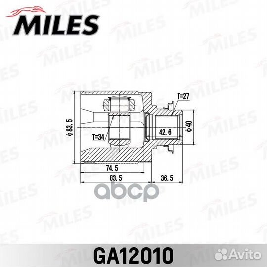 ШРУС honda accord CL# 02-08 внутр.прав. GA12010