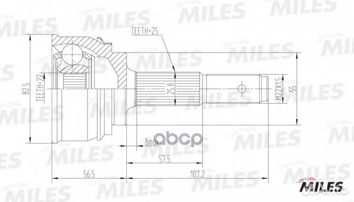 ШРУС nissan almera 1.4 95-00 нар. ga20282 Miles