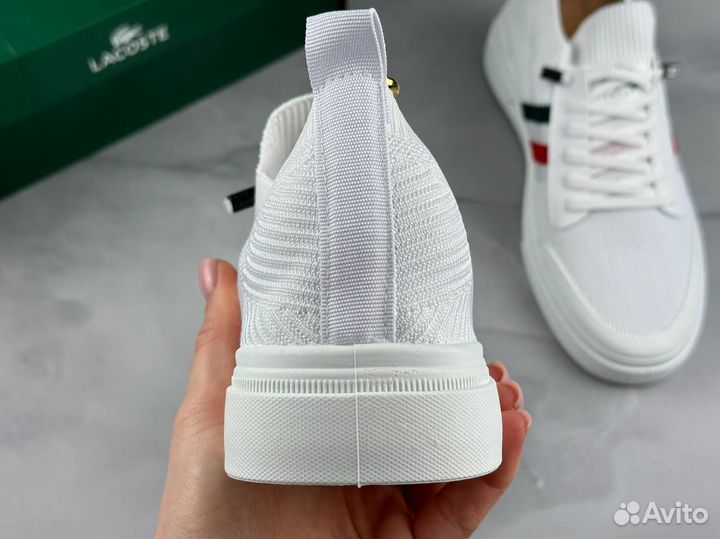 Мужские кеды Lacoste летние белые 2.0