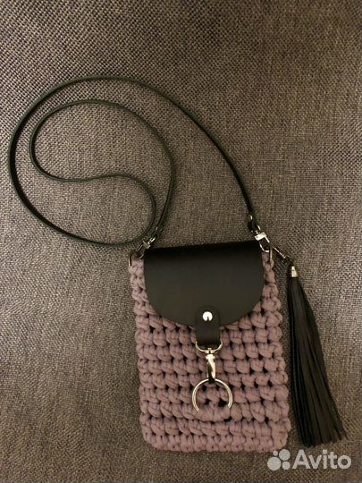 Сумка-мини, вязаная для телефона