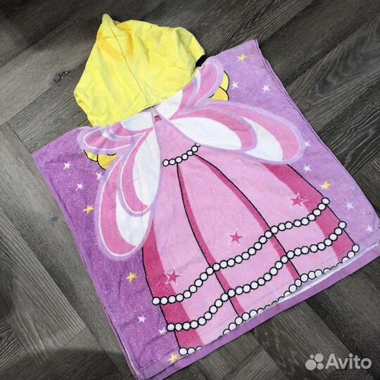 Полотенце-пончо с капюшоном детское пляжное банное