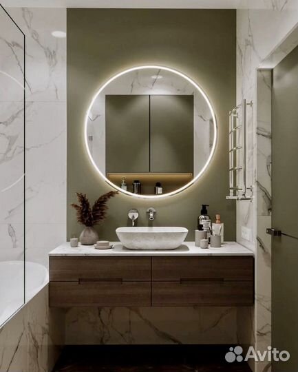 Круглое зеркало с фронтальной подсветкой