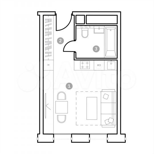 Апартаменты-студия, 27,7 м², 19/20 эт.