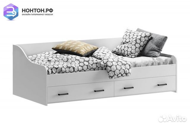 Кровать с 2-я ящиками Вега NEW белый глянец / белы