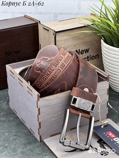 Мужской ремень кожаный Diesel Коричневый