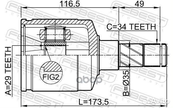 ШРУС внутренний 29x35x34 (chevrolet leganza (V1