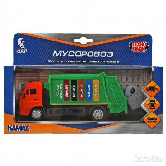 Машина Технопарк металл каmaz Мусоровоз 17 см инер