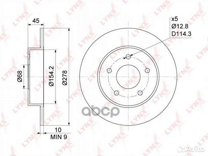 Диск торм.задн.(278x10) nissan Primera(P11) 1.6