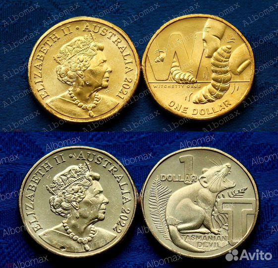 Австралия монеты 1 и 2 доллара 2015 - 2023г