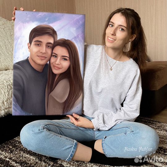 Портрет по фото на холсте подарок на заказ