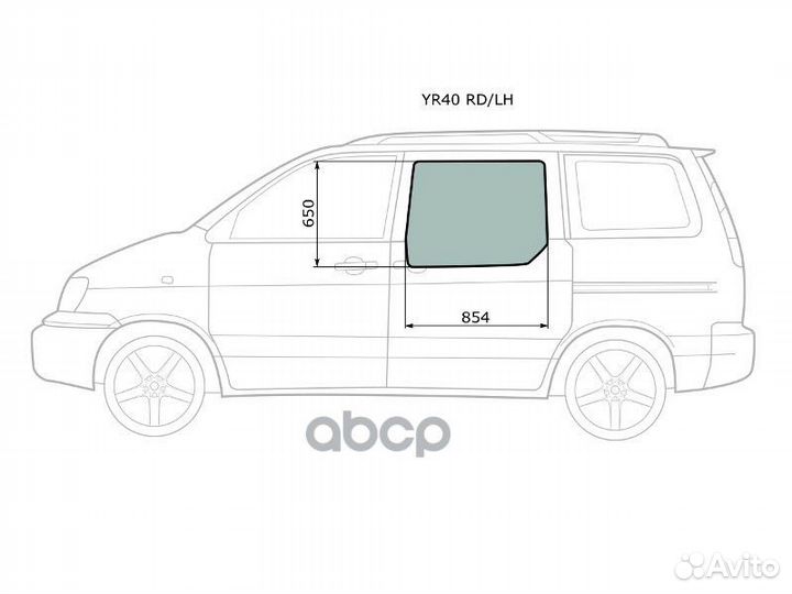 Стекло боковое опускное (Сзади/ Слева/ Цвет зел