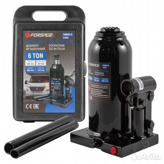 Домкрат бутылочный 6т с клапаном (h min 185мм, h m