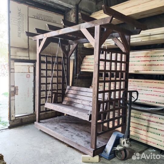 Качели пергола. Садовые качели