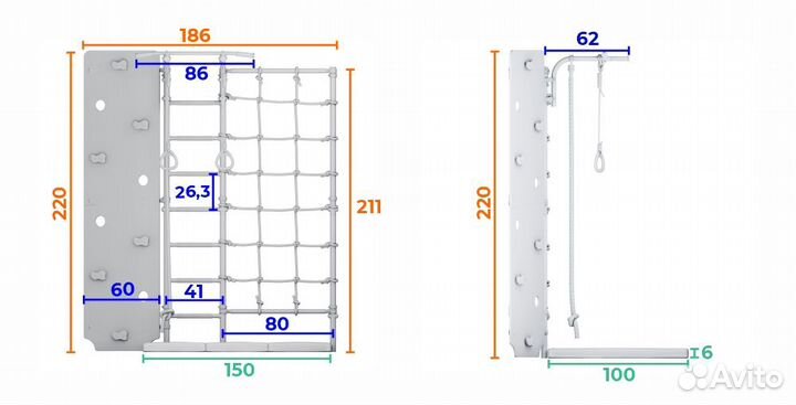 Шведская стенка S3 PRO (Комплект №7)