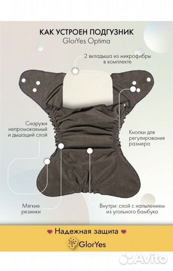 Многоразовый подгузник gloryes