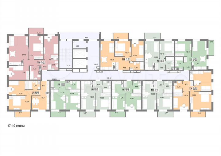 2-к. квартира, 51,3 м², 17/19 эт.