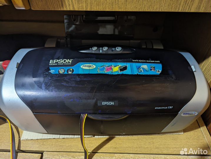 Струйный принтер Epson C87 с установленной снпч