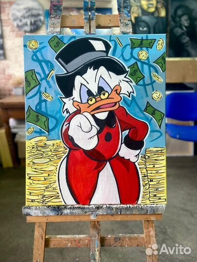 Современная картина Скрудж Макдак. Масло/холст