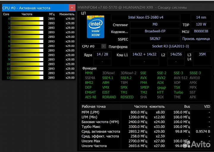 Процессор Intel Xeon E5 2680 V4