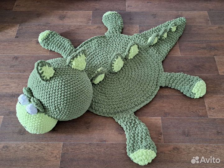Вязаный детский коврик/ Мягкая игрушка / Динозавр