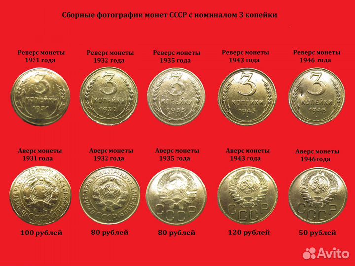 Монеты СССР 2 и 3 копейки