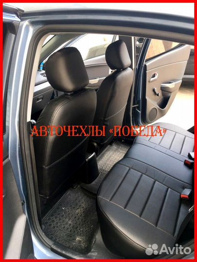 Чехлы Kia Rio 3 седан из экокожи чёрные Классика