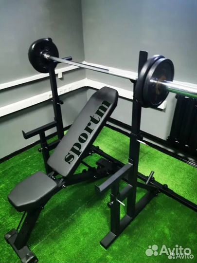 Скамья для жима + стойки с подстраховкой