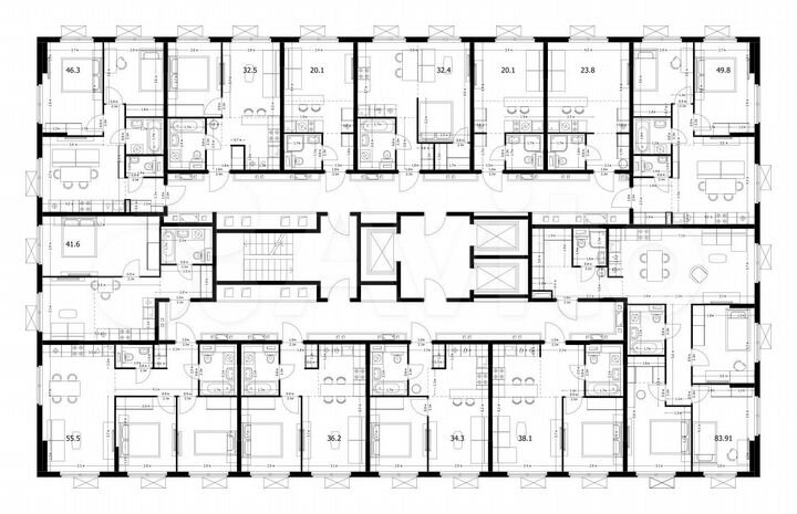 Квартира-студия, 55,5 м², 16/24 эт.