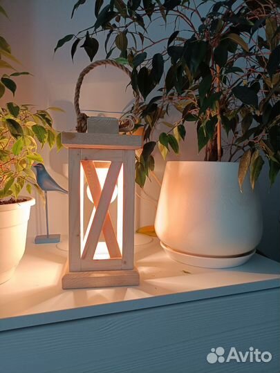 Фонарь деревянный, декор, светильник, подсвечник