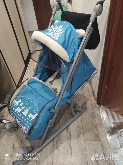Детские санки коляска с колесами