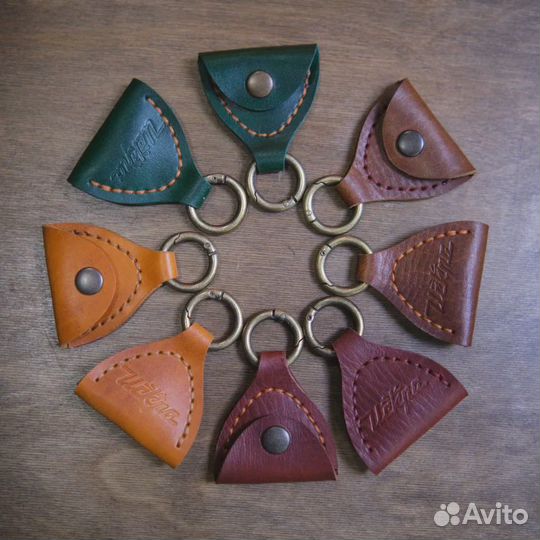 Кожаный чехол для медиаторов Искра, ручная работа